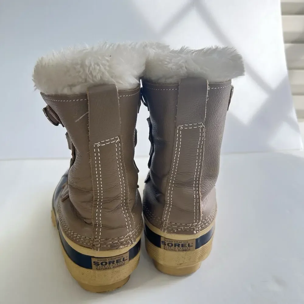 Sorel Manitou Women Size 6 Vintage Wool Lined Winter Snow Boots Lace Up Canada